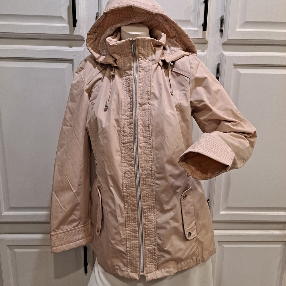 Details International Blush Pink Utility Hooded Lined Rain Jacket